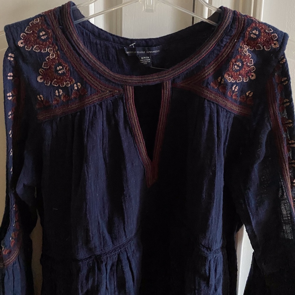 Navy Long Sleeve Blouse